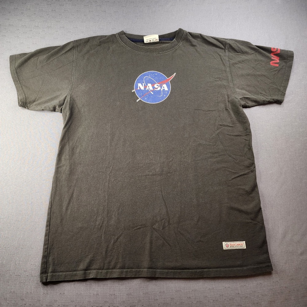 Red Canoe NASA Graphic T Shirt Mens L Vintage Style Cotton Made in USA Grey